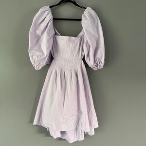 Altar'd State Lavender Purple Open Back Bubble Sleeve Mini Dress NWT LARGE